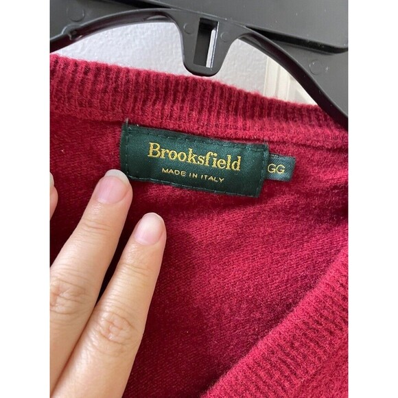 BROOKSFIELD SWEATER CASUAL V NECK MADE IN ITALY SIZE GG US SZ XL RED - Picture 2 of 9